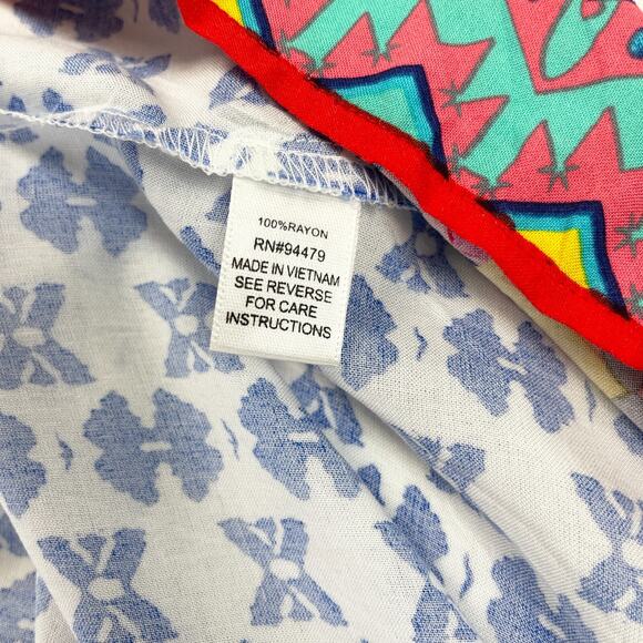 Magic Boho Skirt Womens Medium Blue Multicolor Geometric Rayon Ruffle Festival - Picture 6 of 7